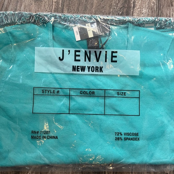 J’Envie Long Sleeve Blouse Top Blue Teal Fringe Detail Western Women’s Size L - Picture 4 of 11